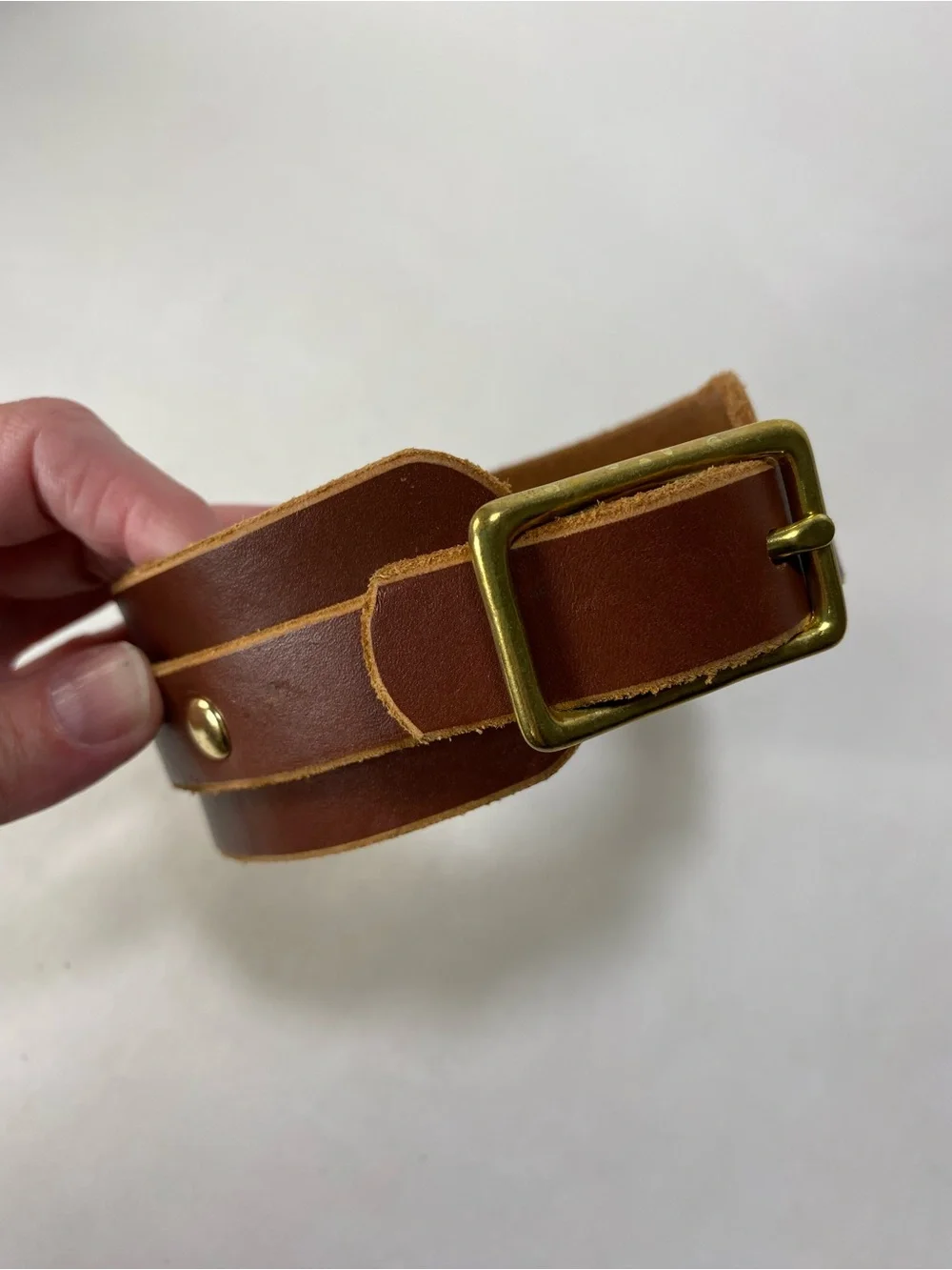 Leathe Dog Collar Animal Dog With Brass Ring and Buckle 11 1/2